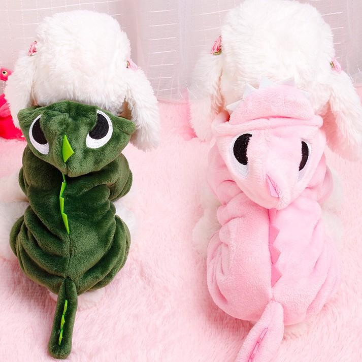 ドッグウェア 犬 服 かわいい 恐竜 コスチューム 小型犬 秋冬 防寒 あったか コーラル フリース XS S M..