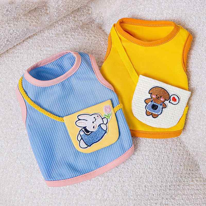 ペット服 春夏 犬用 猫用 タンクトップ 小型犬 中型犬 かわいい キャミソール 動物柄 ブルー ウサギ イ..