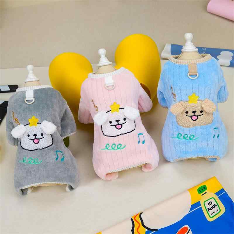 犬 服 秋冬 ペット服 ぬいぐるみ フリース 暖かい ドッグウェア 散歩 小型犬 中型犬 グレー ブルー ピ..