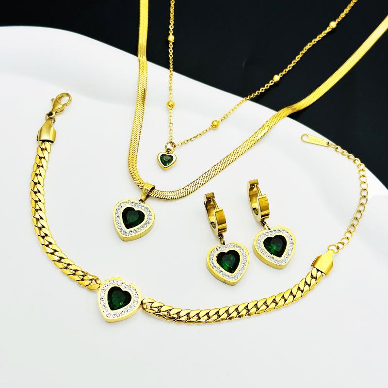 ネックレス レディース セット チョーカー 蛇骨 チェーン エメラルド グレード チタン鋼 ペンダント おしゃれ 電気メッキ加工 ファッション 通勤 手首飾り ...