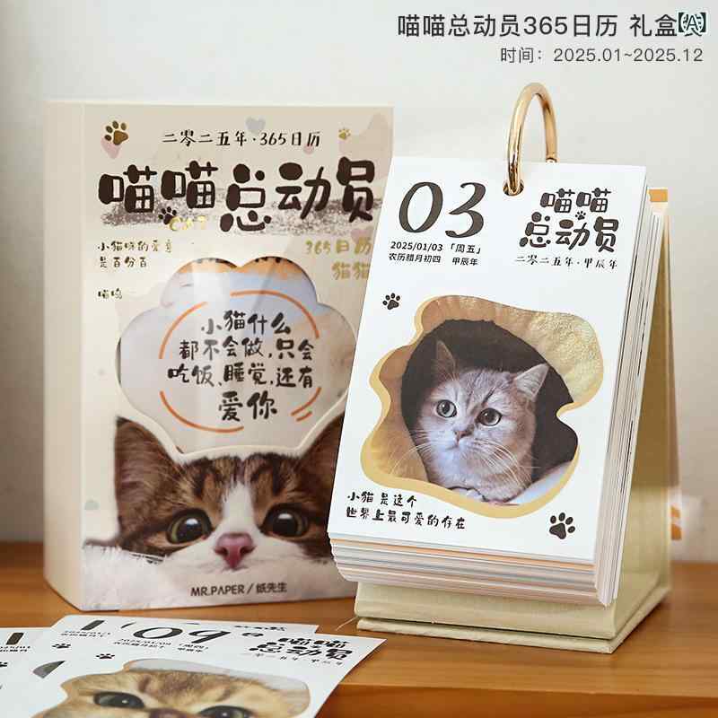 カレンダー 2025年 猫 かわいい デスクカレンダー 文具 ステーショナリー