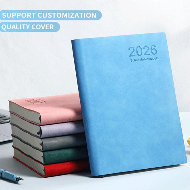 ノート レディース メンズ スケジュール帳 2026年 カレンダー 日記帳 事務用 原木パルプ 無線綴じ レッ..