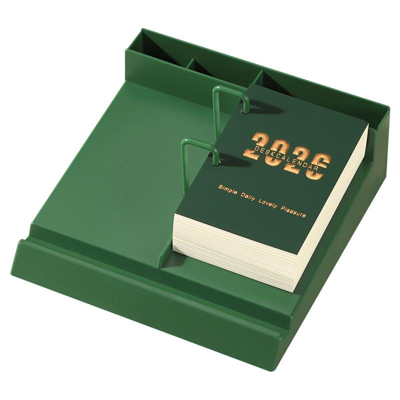 カレンダー 卓上 2026年 アクリル 紙 シンプル 墨緑色 深青色 米白色 煙灰色 中国赤 カスタマイズ可能 ..