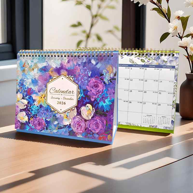 カレンダー 2026年 卓上カレンダー 壁掛けカレンダー 欧米イラスト 手帳 スケジュール管理 実用性 ギフト プレゼント 販促品