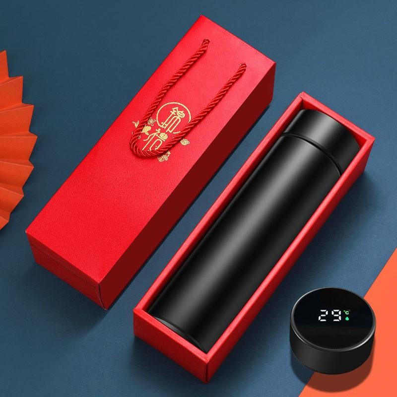 水筒 男性用 女性用 スマート温度表示 魔法瓶 ギフトセット ビジネス 会議 記念品 304ステンレス鋼 500..