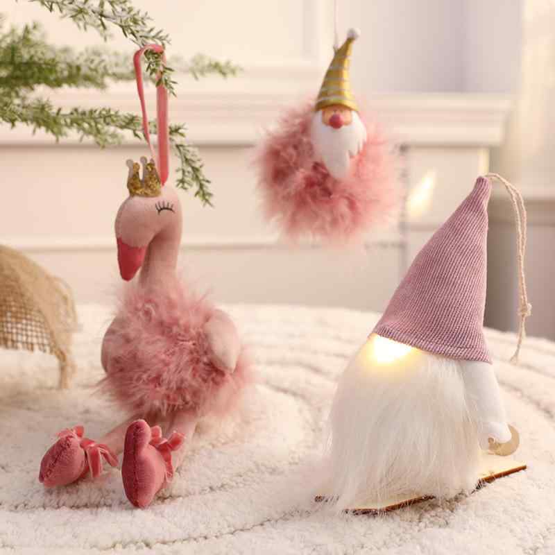 クリスマス 飾り付け シーン レイアウト ツリー ピンク 老人 人形 掛け飾り DIY 材料 バッグ 布製 アー..