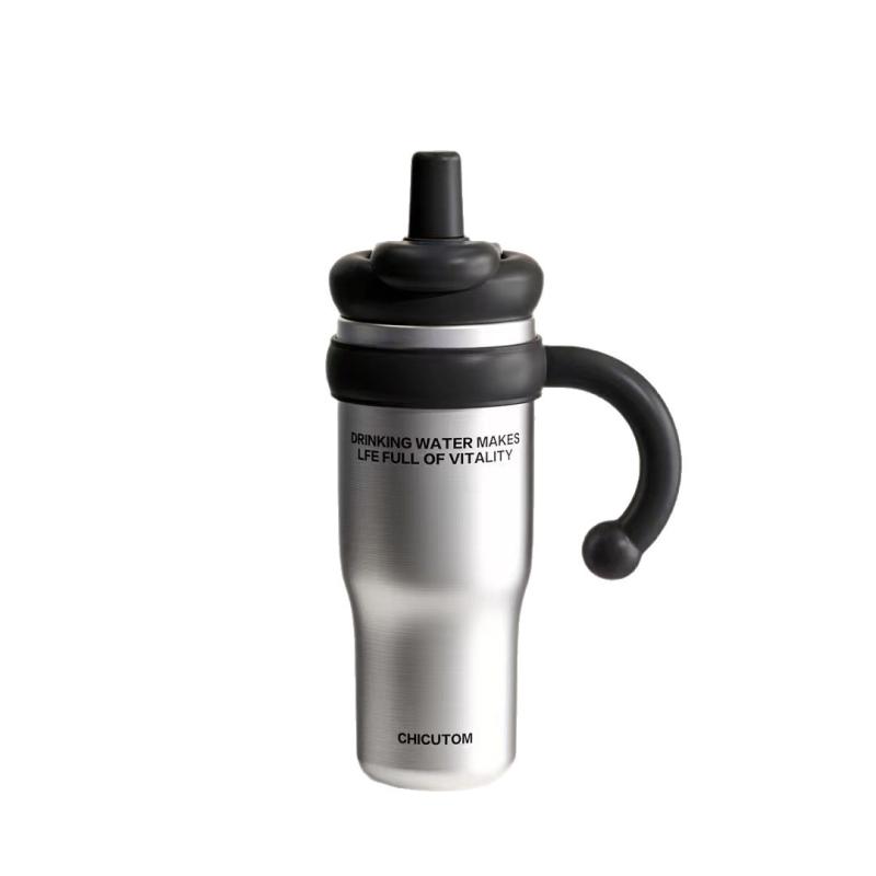 保温杯 ステンレス 大容量 30oz 車載 水筒 手柄付き 携帯用 ストロー 茶こし付き 男女兼用 アウトドア オフィス