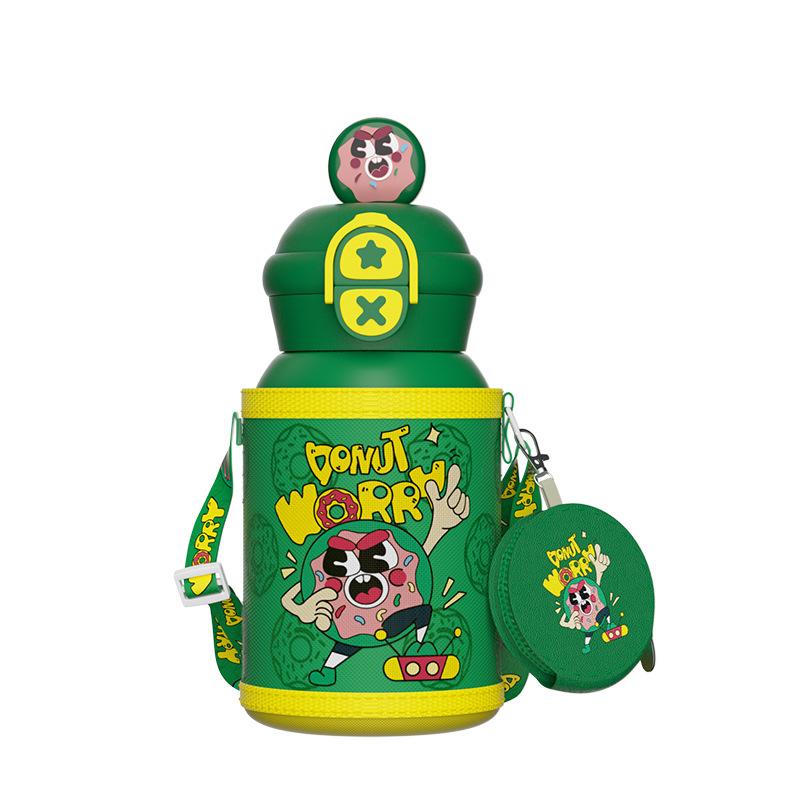 水筒 子供用 ステンレス キッズ 2WAY コップ付き ストロー付き 保温 保冷 大容量 かわいい キャラクタ..