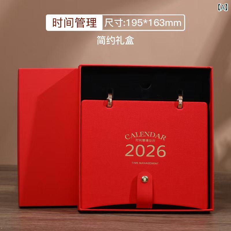 カレンダー レザー調 メタルバックル デスクカレンダー ギフトボックス 時間管理 月間管理 ロゴ入れ可..