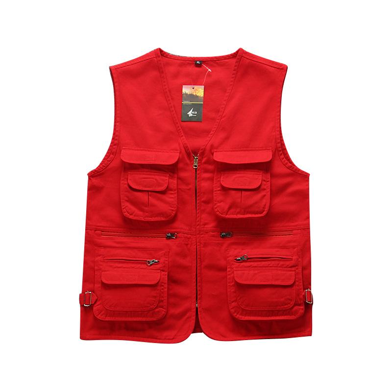 ベスト 男性用 多ポケット ワークベスト 釣り カメラマン 撮影用 スタッフ チョッキ 綿100% スポーツ ..