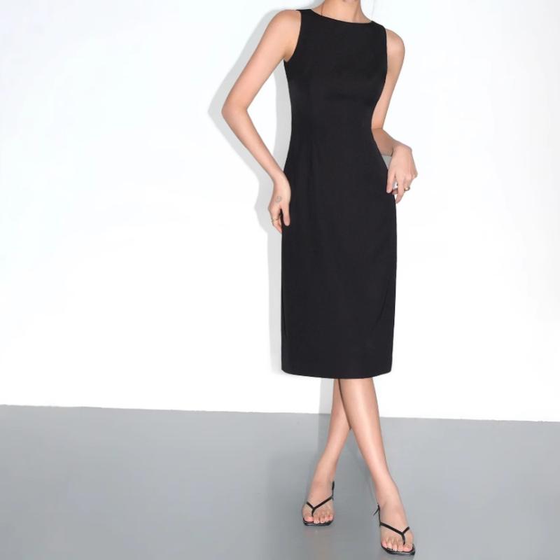 ワンピース レディース グレー ノースリーブ ミモレ丈 Aライン エレガント きれいめ ポリエステル 中国..