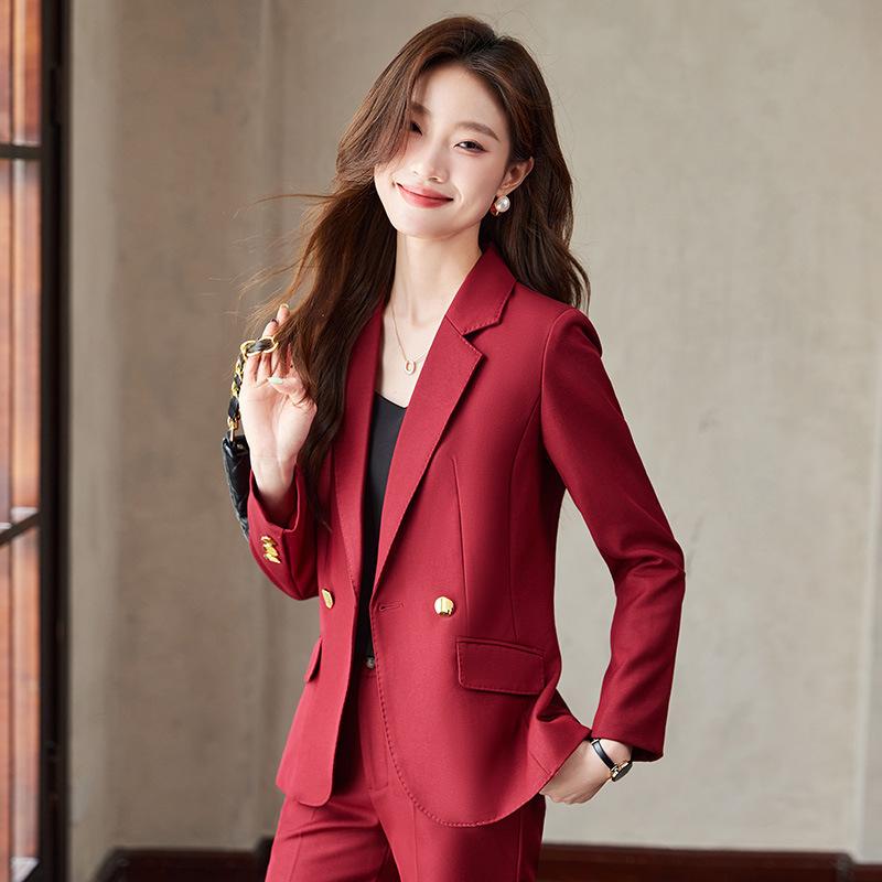スーツ レディース 秋冬 オフィス ポリエステル 粘胶繊維 エレガント テーラードジャケット パンツ 上..