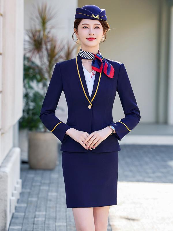 レディース スーツ セットアップ ジャケット パンツ スカート 長袖 ポリエステル 高品質 航空 鉄道 キ..