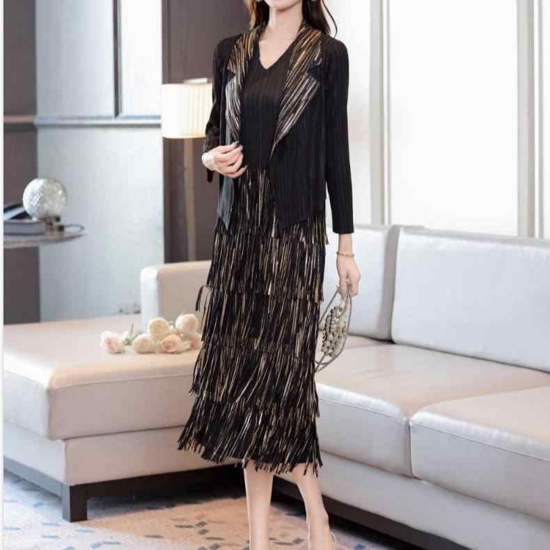 ワンピース レディース Aライン 三宅一生風 プリーツ セットアップ スーツ チュニック 大きいサイズ ゆ..