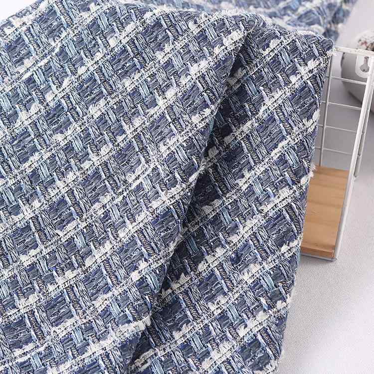 生地 秋冬 ジャケット ワンピース ベスト バッグ 宝藍 格子柄 小香風 粗紡 ツイード 布地 服地