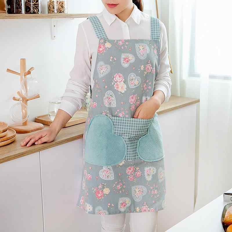 エプロン 男女兼用 家庭用 厨房 防水 防油 かわいい 日系 ベスト 作業服 ネイルサロン ブルー ピンク ..