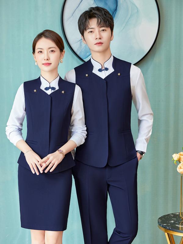 ベスト レディース メンズ 受付 制服 春秋 ポリエステル 無地 黒 紺 ワインレッド S M L XL XXL 3XL 4X..