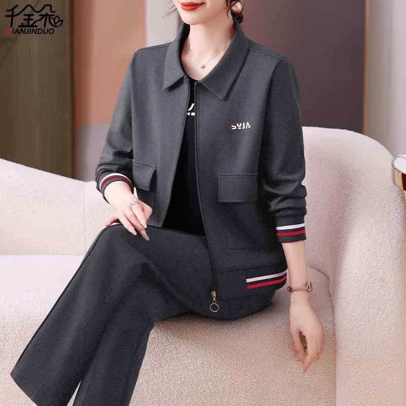 セットアップ レディース 春物 ミセス 婦人服 上下セット 運動着 作業着 綿 混紡 普段使い L XL 2XL 3X..