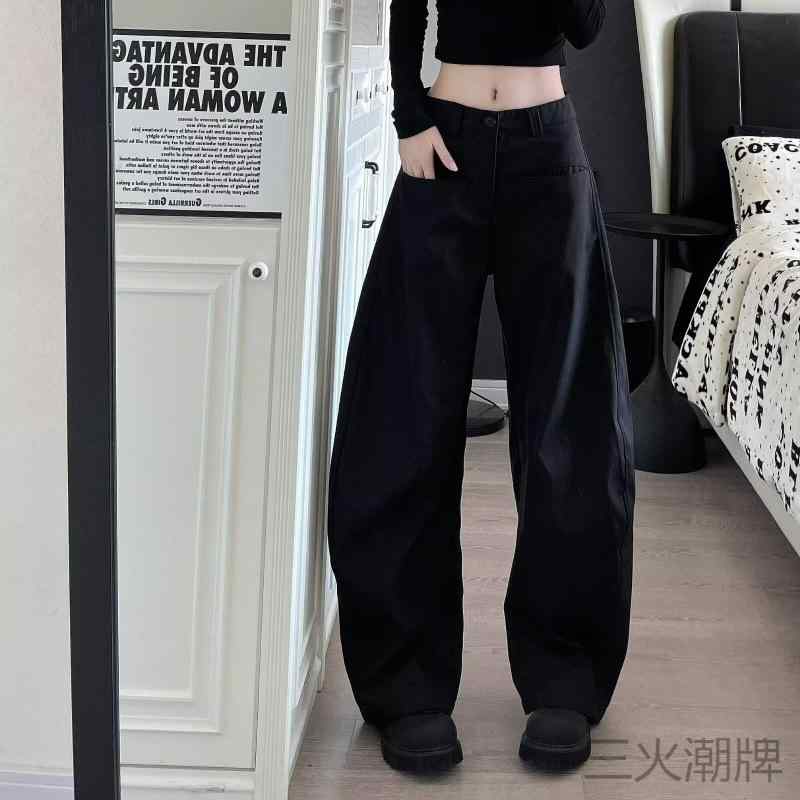 パンツ レディース 黒 ワイドパンツ ドレープ 高級感 バナナパンツ ゆったり 個性的 ストリート M L XL..