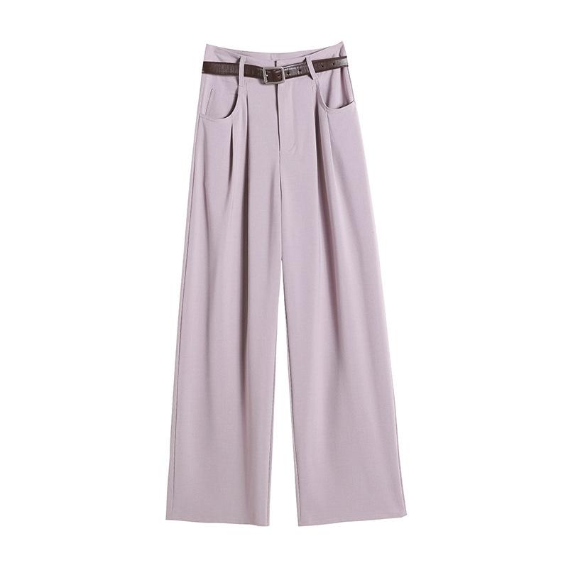 パンツ レディース ナロー ワイドレッグパンツ 春秋 高身長 低身長 ハイウエスト ポリエステル ゆった..