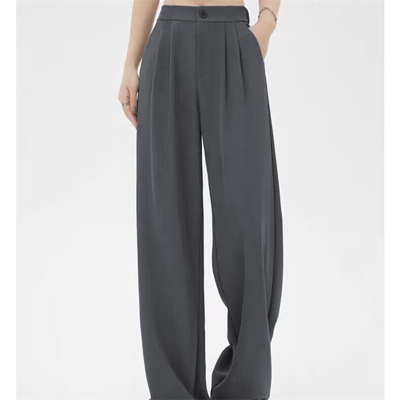 パンツ レディース 春秋 高見え ワイドパンツ ストレート ゆったり ポリエステル 無地 ブラック カーキ..