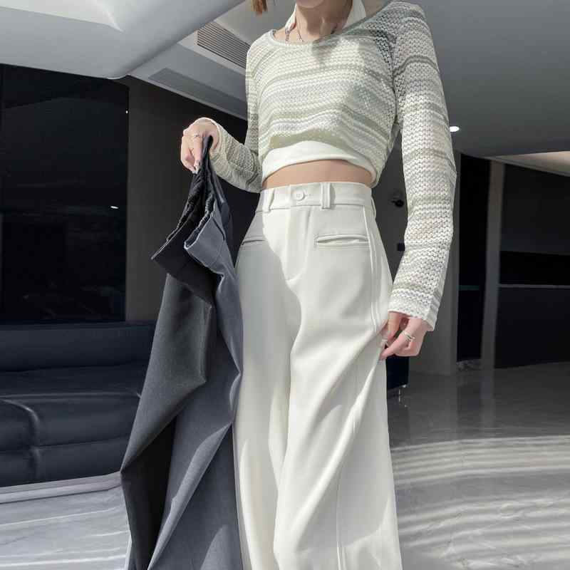 パンツ レディース 梨体型 ワイドレッグパンツ バナナパンツ ドレープ感 ストレートパンツ スラックス ..