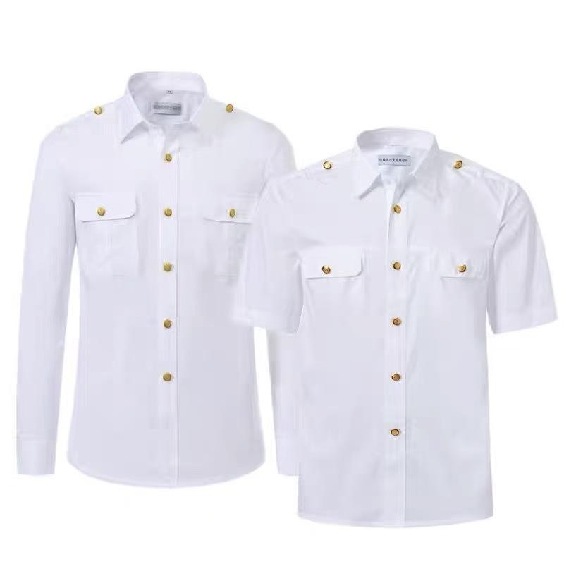 シャツ 男性用 半袖 長袖 鉄道 作業服 白シャツ 綿 Vネック 通勤