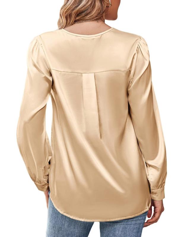 シャツ レディース 長袖 Vネック ベルベット風 サテンブラウス オフィス カジュアル ゆったり 通勤 ブ..