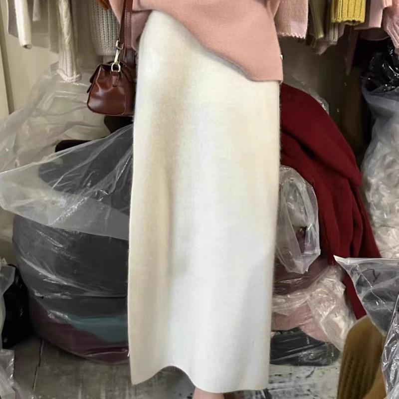 スカート レディース ニットスカート 秋冬 ミモレ丈 タイトスカート 伸縮性 ウエストゴム 厚手 あった..