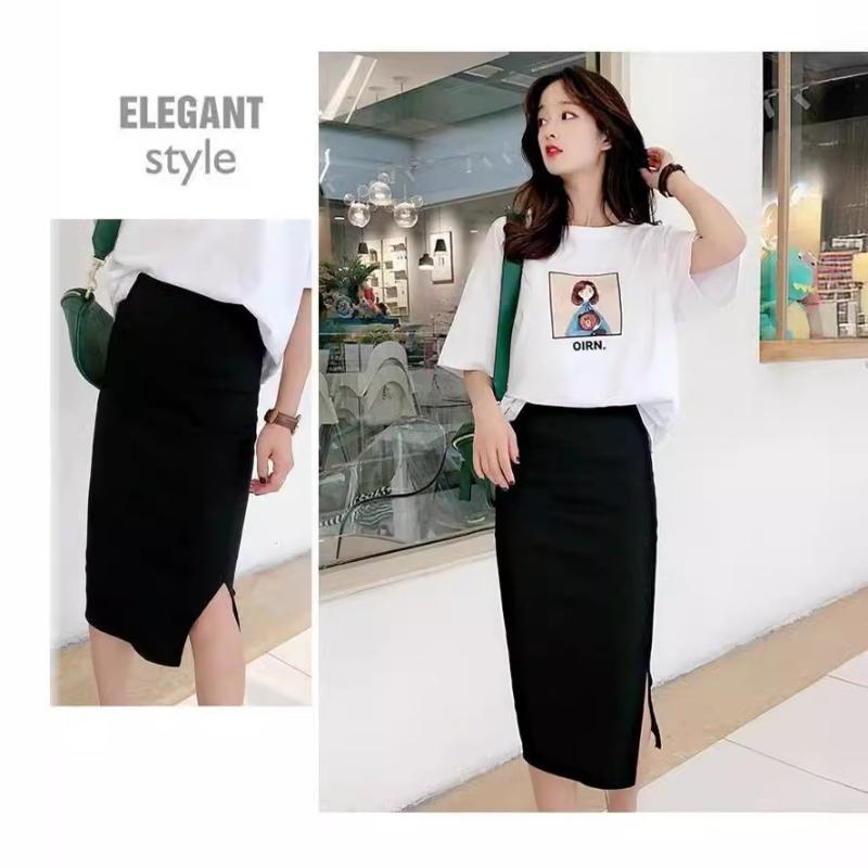 スカート レディース 婦人服 タイトスカート スリット入り ポリエステル Aライン 無地 シンプル ベーシ..