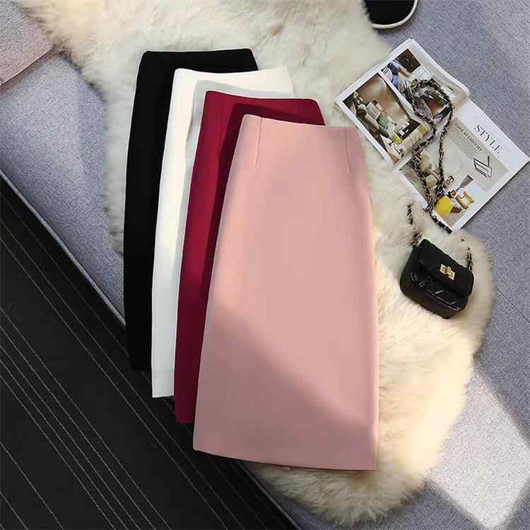 スカート レディース ミモレ丈 タイトスカート ポリエステル 無地 スリット 通勤 オフィス カジュアル ..