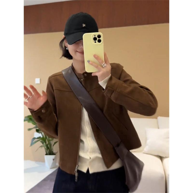 ジャケット レディース ショート丈 ゆったり スタンドカラー ポリエステル 接触冷感 伸縮性 長袖 ジップアップ ブルゾン アウター トッ..