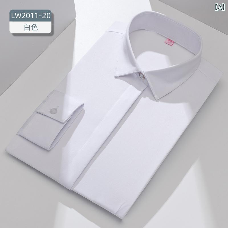 シャツ レディース 長袖 ビジネス 無地 ストレッチ スリム 白 ブラウス オフィス フォーマル 竹繊維 ト..