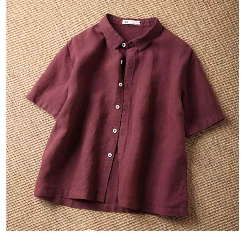 シャツ レディース 半袖 コットンブレンド トップス ブラウス 格子柄 ポロ襟 プリンセススリーブ ショ..