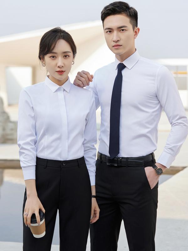 シャツ 男女兼用 職業 トップス 教師 作業着 長袖 半袖 物件 正装 刺繍 ロゴ 綿 ポリエステル 修身型 ..