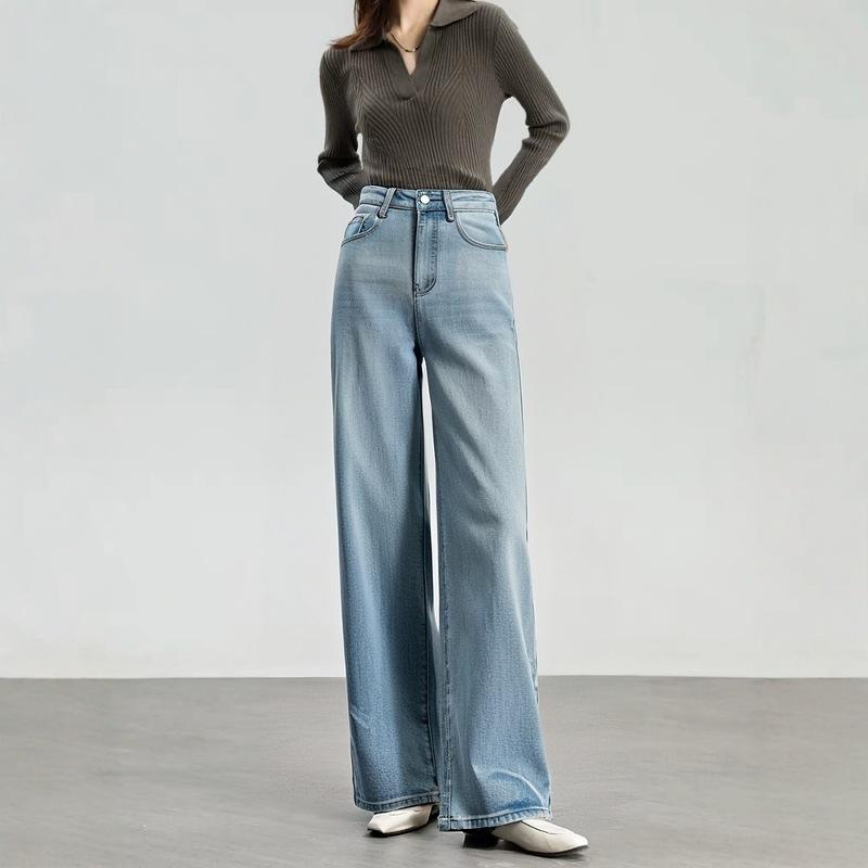 デニム レディース 高身長 ワイドパンツ ゆったり ストレート ジーンズ 高見え 体型カバー 美脚 ジーパン ズボン ボトムス パンツ 春 ..
