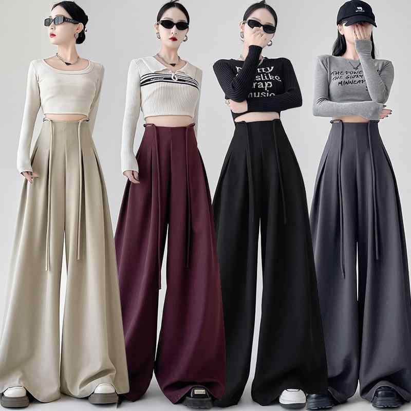 パンツ レディース ワイドパンツ ポリエステル 高見え 美脚 脚長効果 ゆったり 体型カバー カジュアル ..