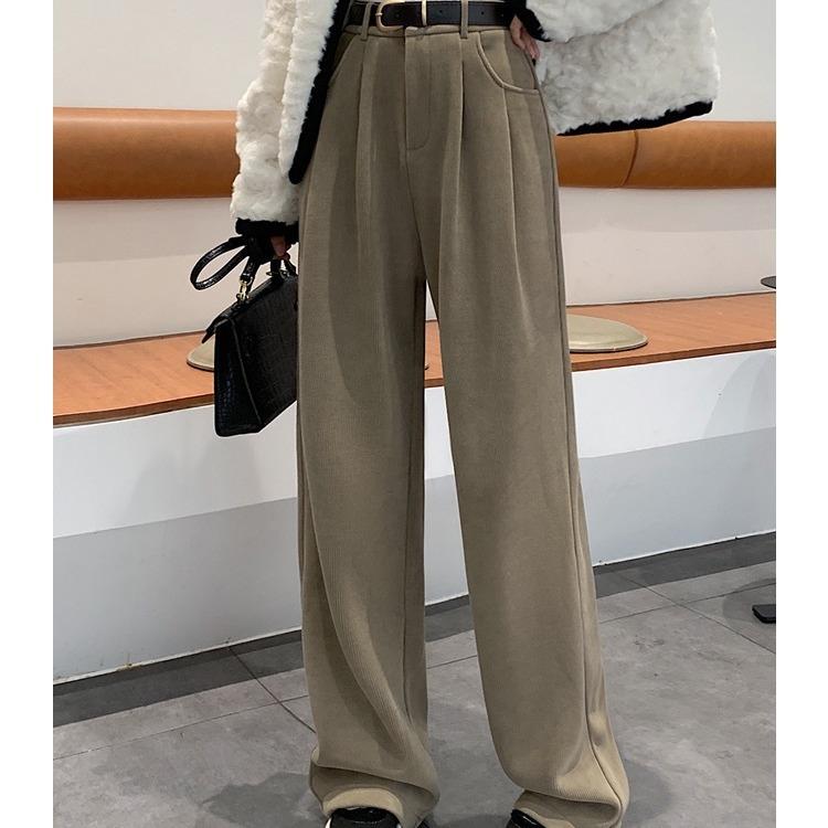 パンツ レディース コーデュロイ ワイドレッグパンツ 秋冬 高腰 スタイルアップ ストレート ゆったり ..