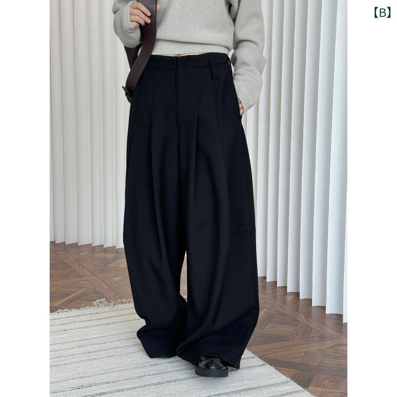 パンツ レディース ワイドパンツ スラックス ポリエステル 人棉混紡 ハイウエスト ...