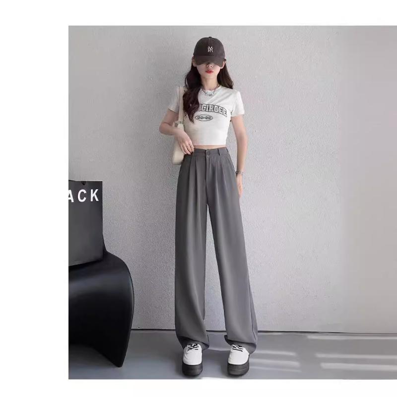 カジュアルパンツ レディース 高身長向け ゆったり ストレート ポリエステル ポケット付き 黒 ブラック グレー カーキ ピンク ホワイト..