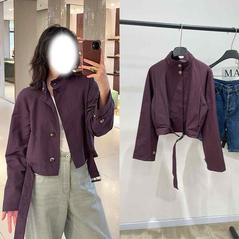 ジャケット レディース 春夏 立襟 コットン混紡 ショート丈 アウター 酒 красный ワインレッド ゆった..