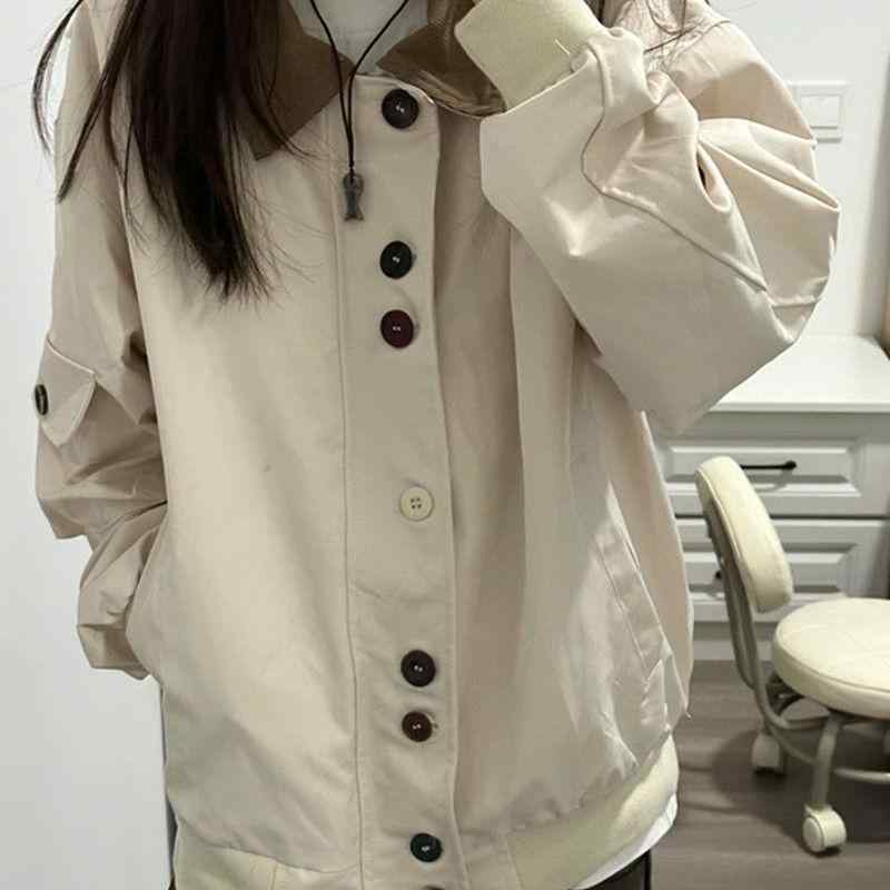 ジャケット レディース 配色 切り替え ワークジャケット ブルゾン ジャンパー ゆったり 大きめサイズ ..