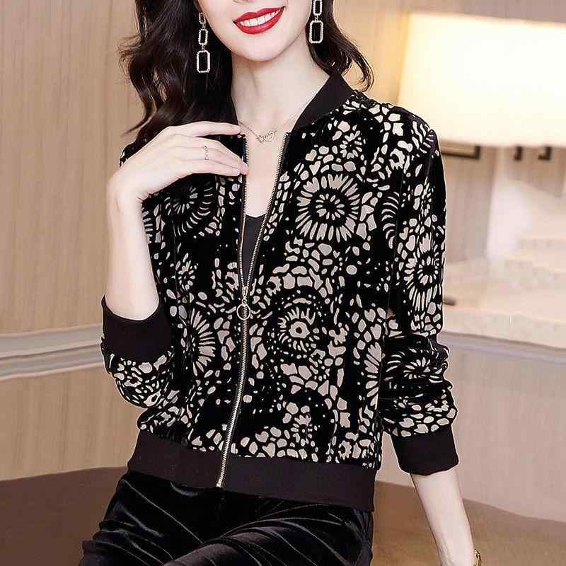 ジャケット レディース 秋冬 ブルゾン ジャンパー スタンドカラー 長袖 ポリエステル ベルベット風 プ..