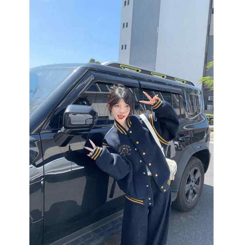 ジャケット レディース 配色 切り替え ブルゾン 野球服 アウター ジャンパー トップス ラウンドネック ..