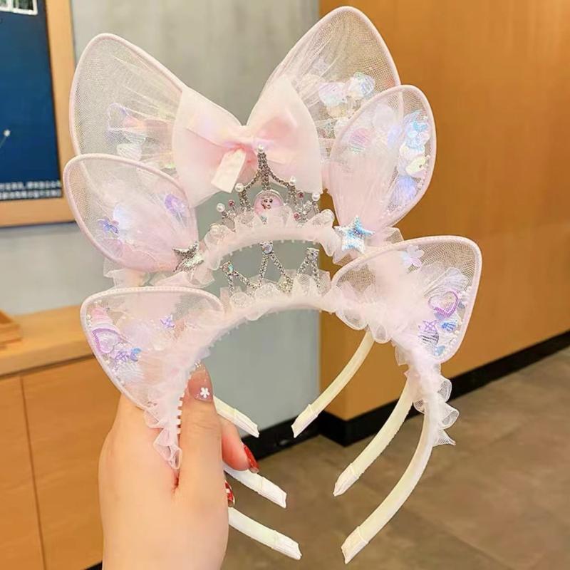 ヘアアクセサリー キッズ ティアラ カチューシャ プリンセス ベール ヘアクリップ 猫耳 子供 女の子 3歳 6歳 10歳以上 かわいい 手作り 独立包装 ブライダル パーティー