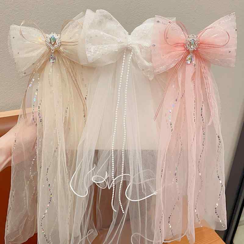 ヘアアクセサリー 子供用髪飾り プリンセス レース チュール 水晶 ジルコニア 蝶結び クラウン ティアラ カチューシャ ヘアクリップ パーティー 誕生日 結婚式 発表会 イベント ピンク系