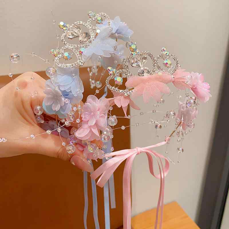 ヘアアクセサリー 子供用 ヘアバンド カチューシャ プリンセス クラウン ティアラ 花かんむり フラワー..