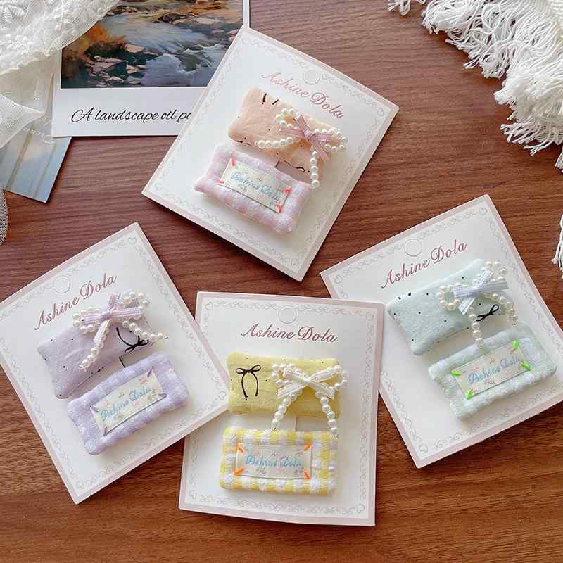 ヘアピン キッズ 子供用 ヘアクリップ ヘアアクセサリー 布製 リボン 格子柄 サイドクリップ かわいい ..