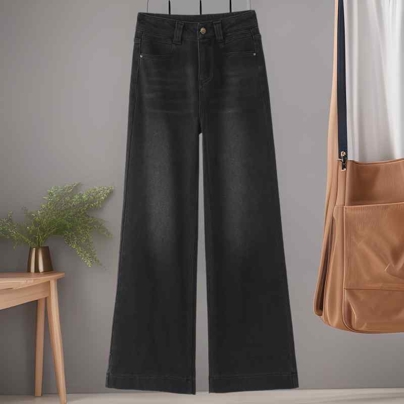 デニム レディース デニムパンツ ワイドパンツ ストレートパンツ 高見え 美脚 脚長効果 コットン 高身..