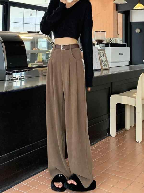 パンツ レディース ワイドパンツ シェニール 高見え ストレートパンツ ロング丈 ハイウエスト ゆったり..